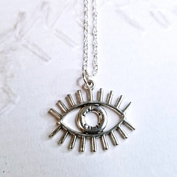Evil Eye Protection Talisman Silver 925 Necklace - Picture 1 of 3